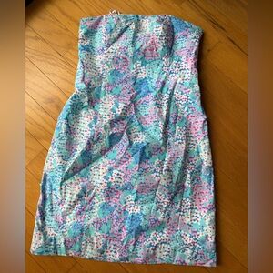 Lilly Pulitzer Pink and Blue strapless mini dress